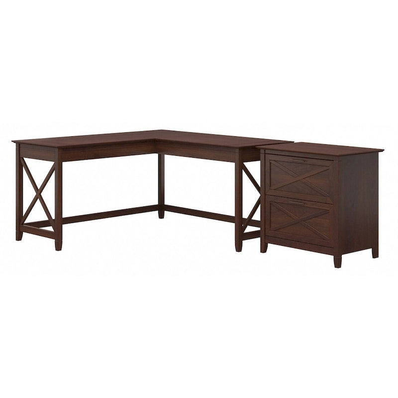 Bureau en L de 60 W avec classeur à 2 tiroirs par