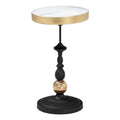 Table d'appoint ronde moderne et glamour – Table d'appoint en métal noir et doré avec plateau amovible pour une utilisation intérieure ou semi-extérieure