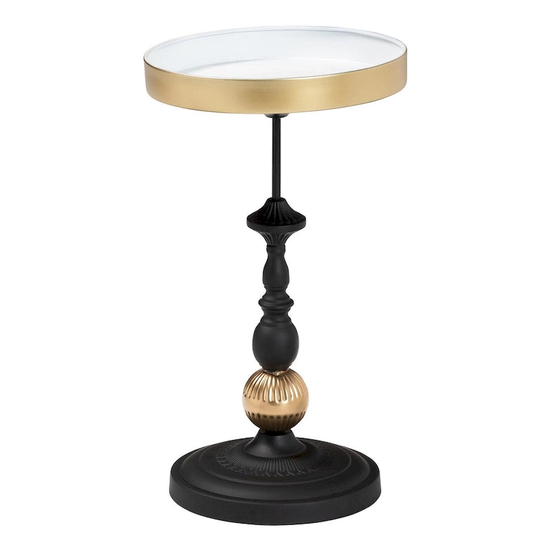Table d'appoint ronde moderne et glamour – Table d'appoint en métal noir et doré avec plateau amovible pour une utilisation intérieure ou semi-extérieure