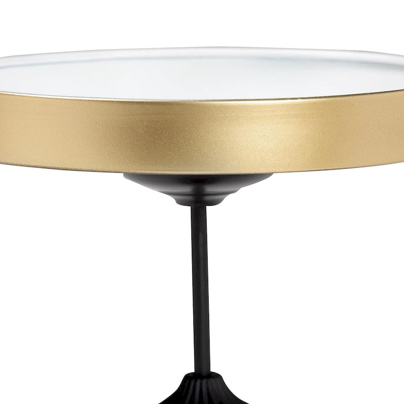 Table d'appoint ronde moderne et glamour – Table d'appoint en métal noir et doré avec plateau amovible pour une utilisation intérieure ou semi-extérieure