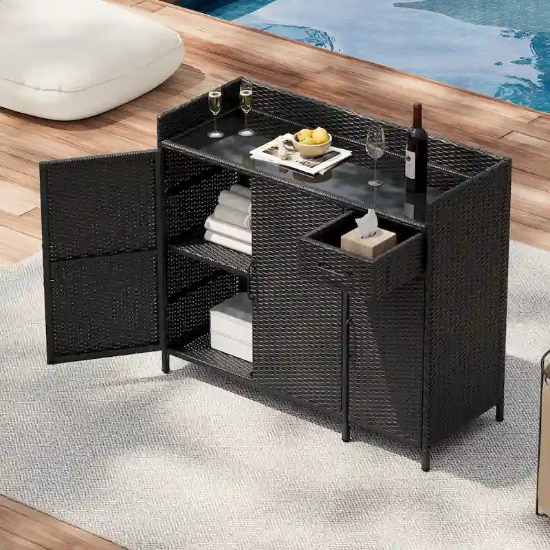 Armoire de rangement d'extérieur en rotin