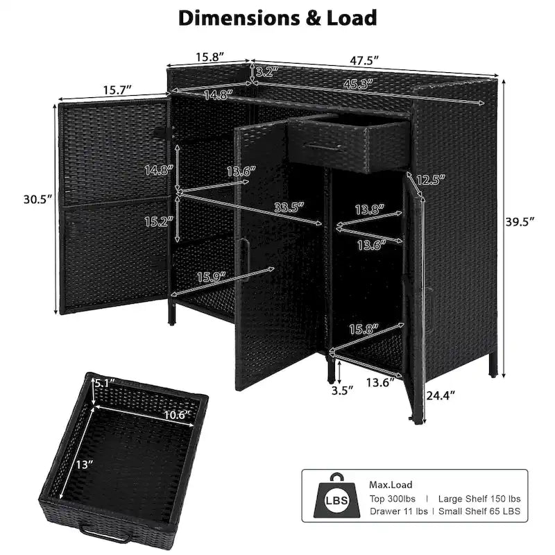 Armoire de rangement d'extérieur en rotin