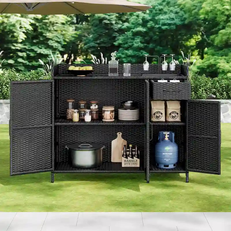 Armoire de rangement d'extérieur en rotin