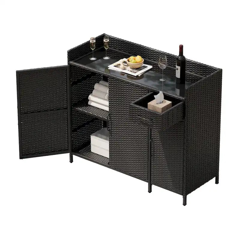 Armoire de rangement d'extérieur en rotin