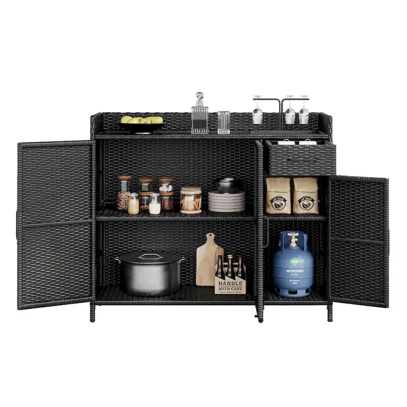 Armoire de rangement d'extérieur en rotin