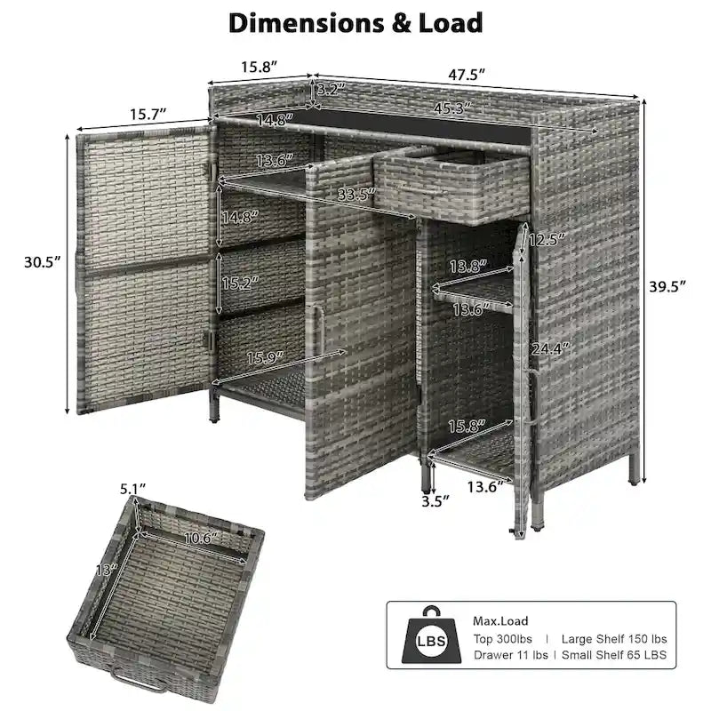 Armoire de rangement d'extérieur en rotin
