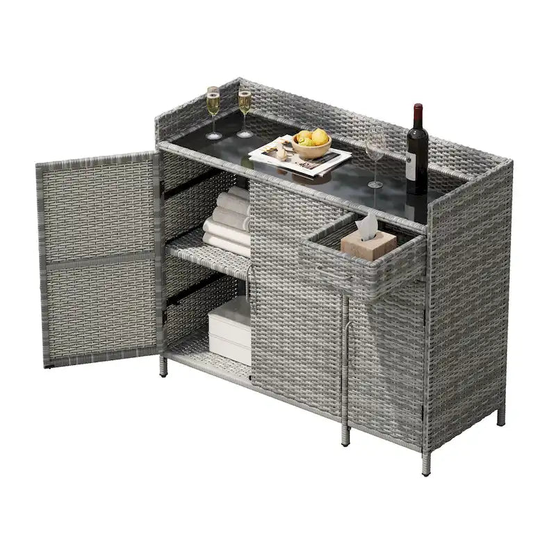 Armoire de rangement d'extérieur en rotin