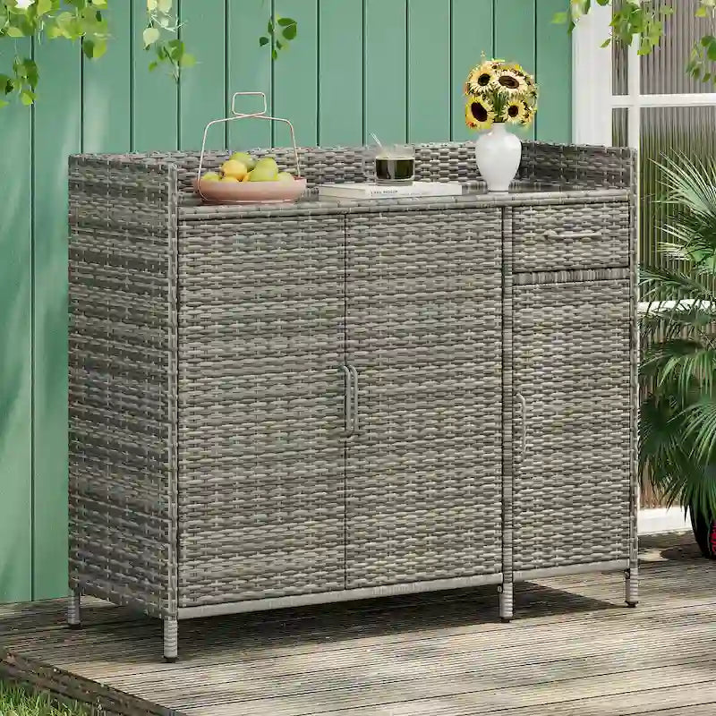 Armoire de rangement d'extérieur en rotin