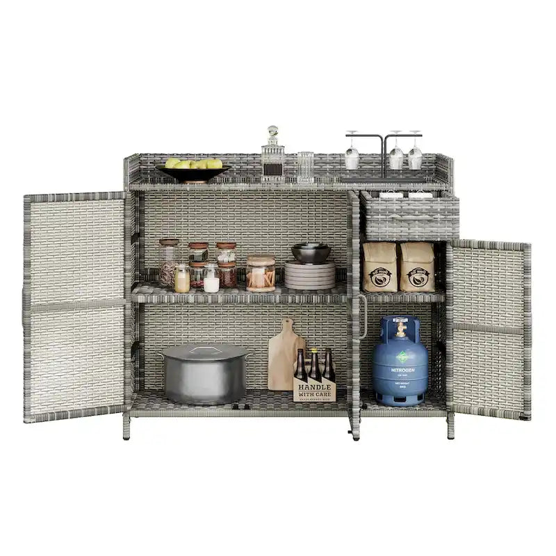 Armoire de rangement d'extérieur en rotin