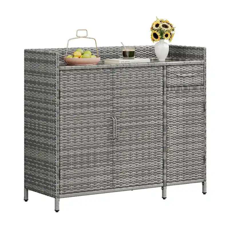 Armoire de rangement d'extérieur en rotin