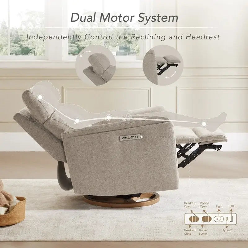Fauteuil inclinable motorisé pour chambre de bébé avec veilleuse