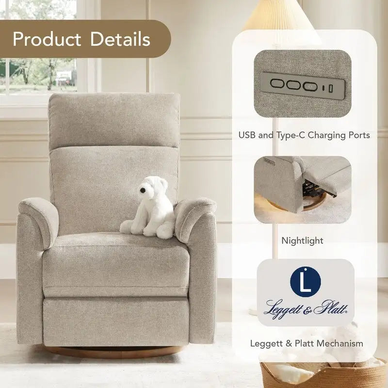 Fauteuil inclinable motorisé pour chambre de bébé avec veilleuse