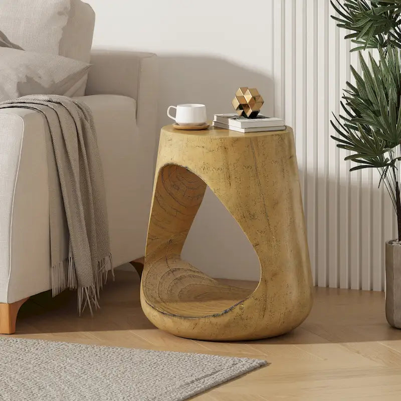 14,5 Table d'appoint ronde moderne avec base large et stable pour le salon ou la chambre à coucher