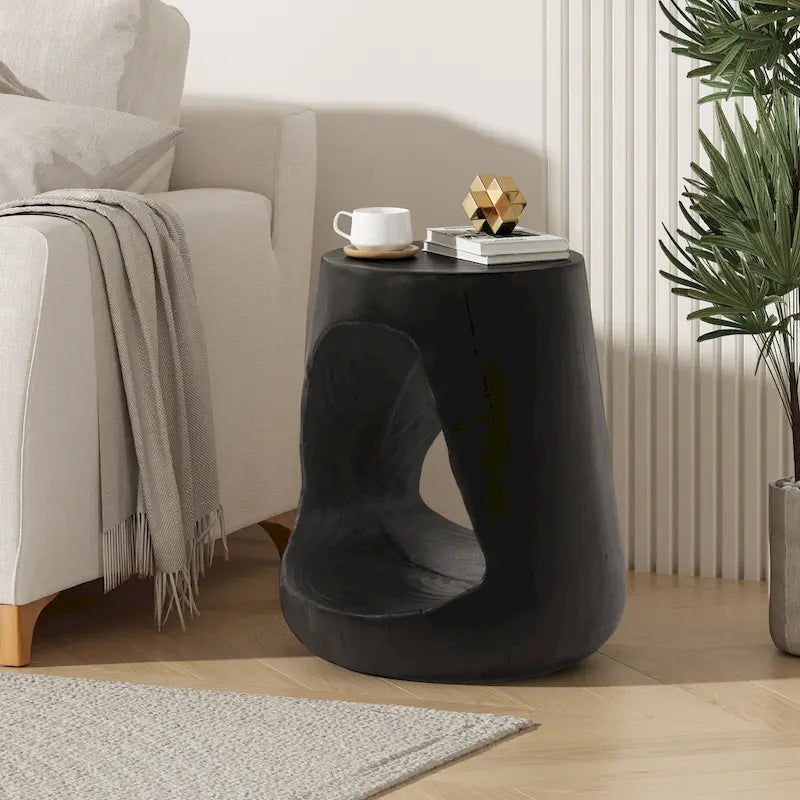 14,5 Table d'appoint ronde moderne avec base large et stable pour le salon ou la chambre à coucher