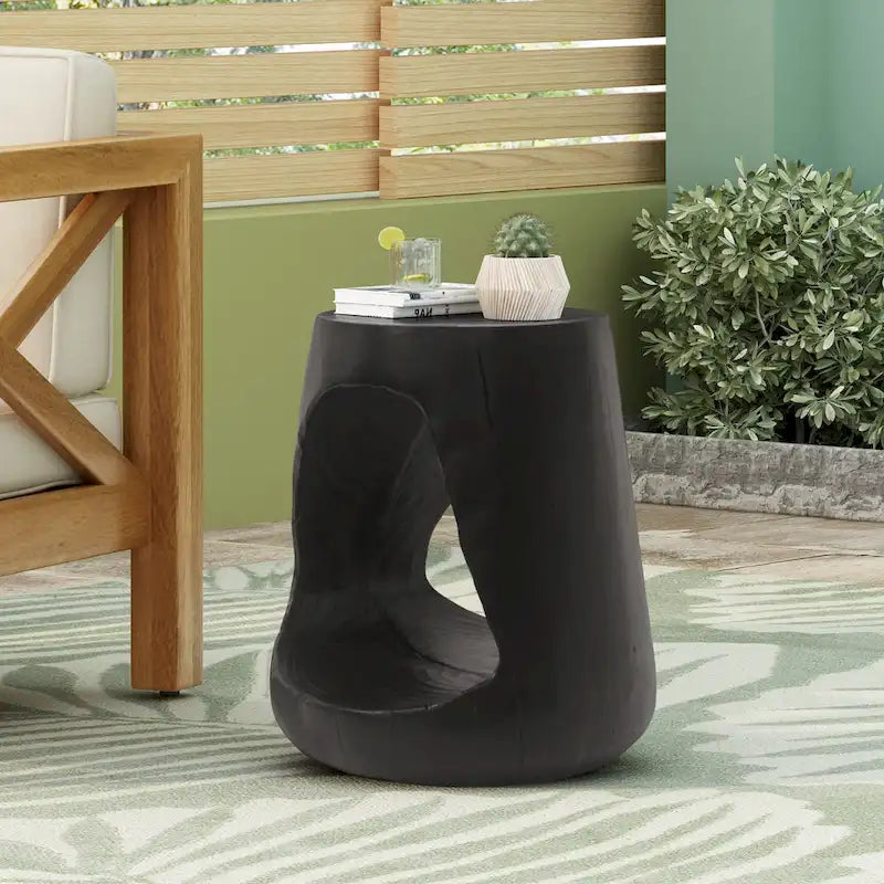 14,5 Table d'appoint ronde moderne avec base large et stable pour le salon ou la chambre à coucher