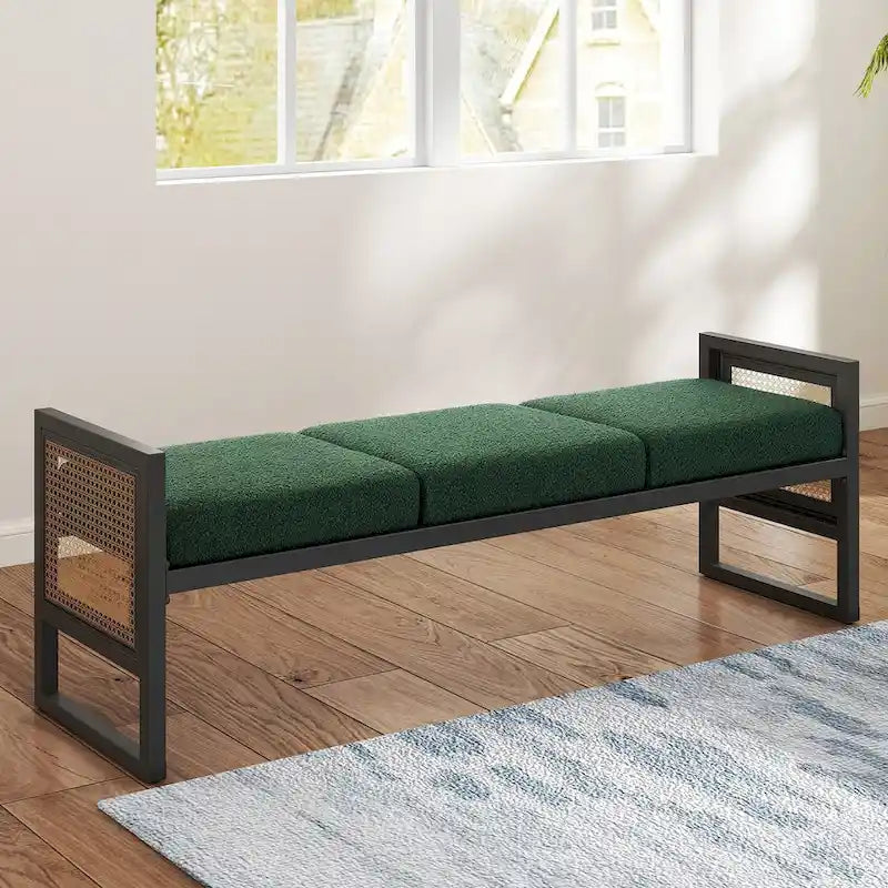 Banc de rangement capitonné en tissu pour bout de lit, entrée - 144 cm (L) x 43 cm (l) x 57 cm (H)