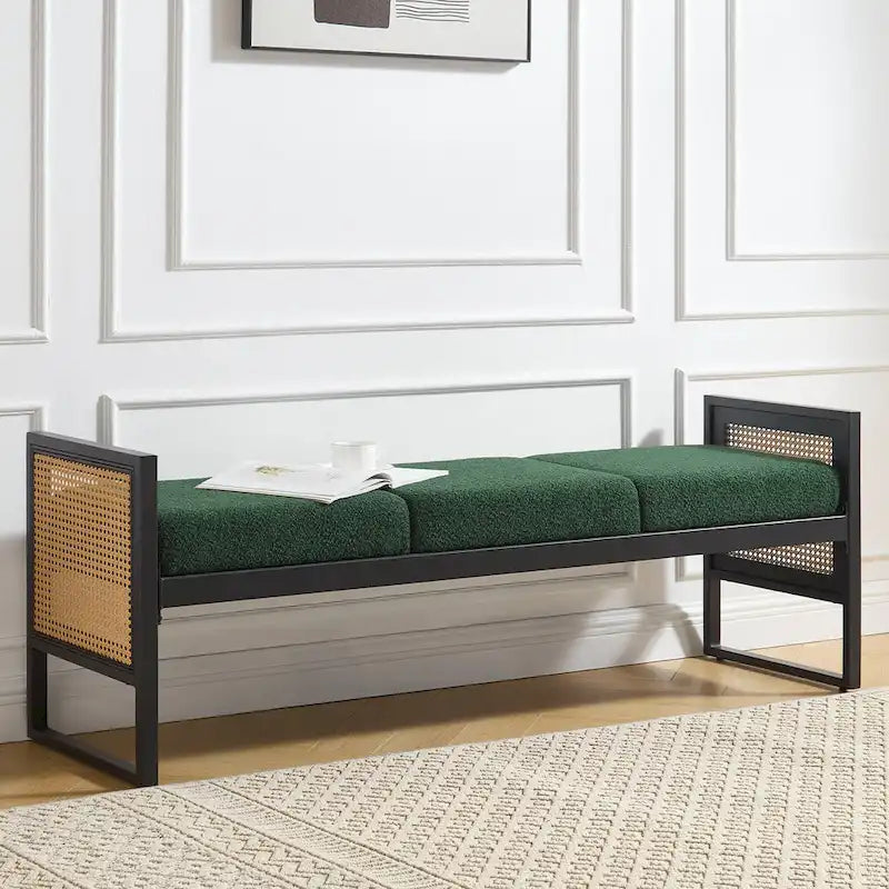 Banc de rangement capitonné en tissu pour bout de lit, entrée - 144 cm (L) x 43 cm (l) x 57 cm (H)
