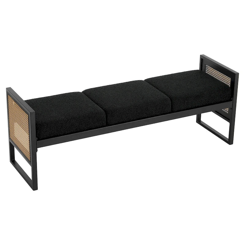 Banc de rangement capitonné en tissu pour bout de lit, entrée - 144 cm (L) x 43 cm (l) x 57 cm (H)
