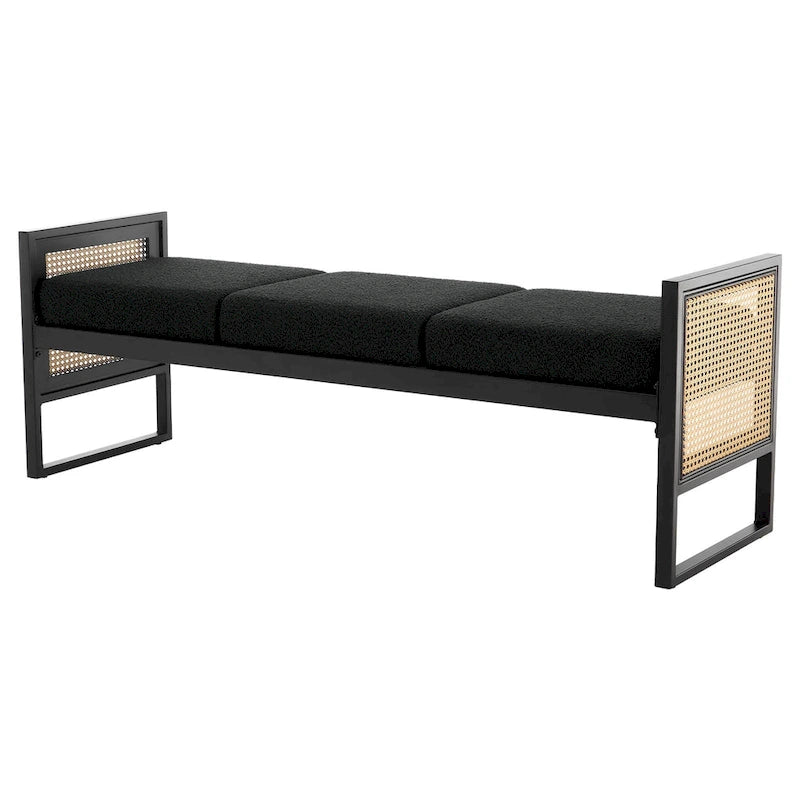 Banc de rangement capitonné en tissu pour bout de lit, entrée - 144 cm (L) x 43 cm (l) x 57 cm (H)