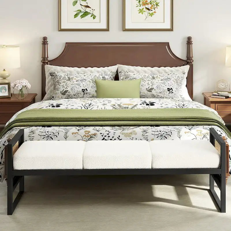 Banc de rangement capitonné en tissu pour bout de lit, entrée - 144 cm (L) x 43 cm (l) x 57 cm (H)