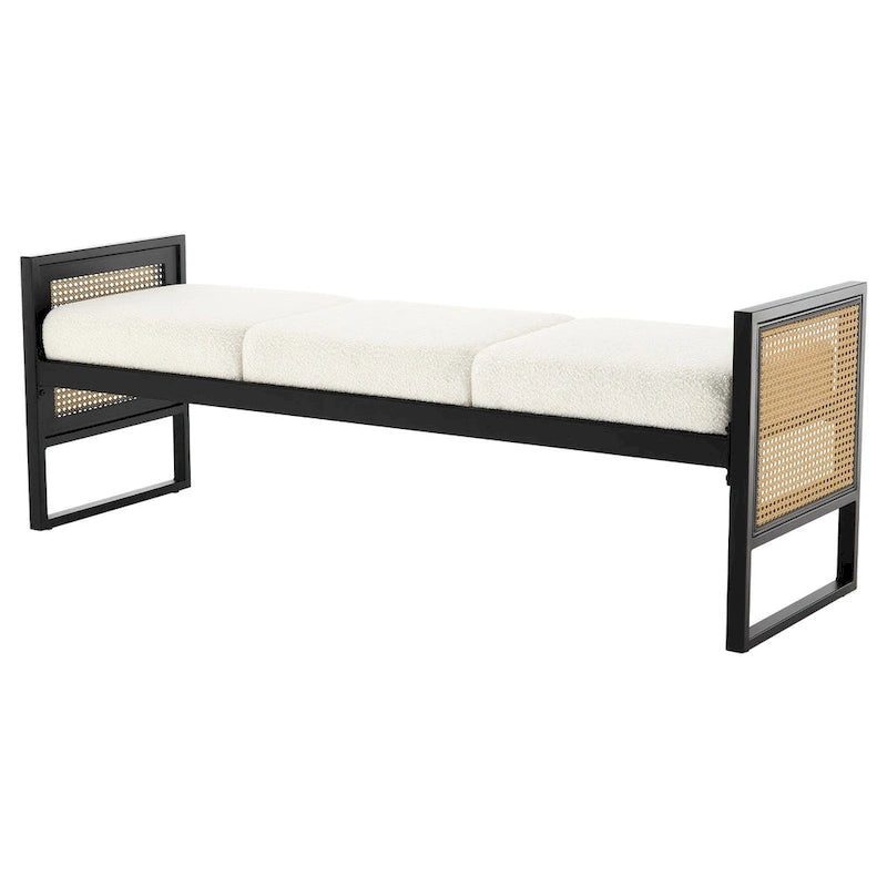 Banc de rangement capitonné en tissu pour bout de lit, entrée - 144 cm (L) x 43 cm (l) x 57 cm (H)