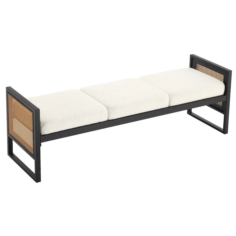Banc de rangement capitonné en tissu pour bout de lit, entrée - 144 cm (L) x 43 cm (l) x 57 cm (H)