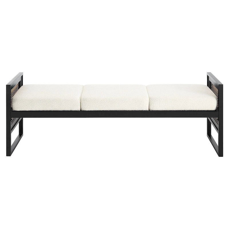 Banc de rangement capitonné en tissu pour bout de lit, entrée - 144 cm (L) x 43 cm (l) x 57 cm (H)