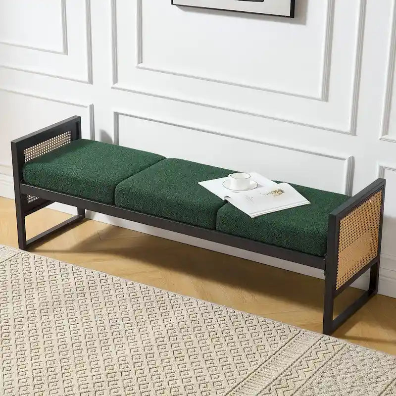 Banc de rangement capitonné en tissu pour bout de lit, entrée - 144 cm (L) x 43 cm (l) x 57 cm (H)