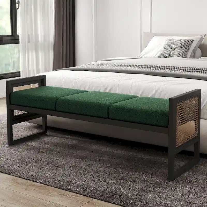 Banc de rangement capitonné en tissu pour bout de lit, entrée - 144 cm (L) x 43 cm (l) x 57 cm (H)