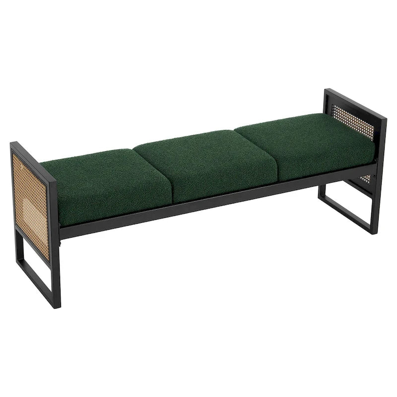 Banc de rangement capitonné en tissu pour bout de lit, entrée - 144 cm (L) x 43 cm (l) x 57 cm (H)