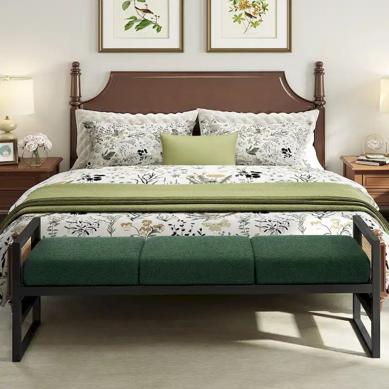 Banc de rangement capitonné en tissu pour bout de lit, entrée - 144 cm (L) x 43 cm (l) x 57 cm (H)