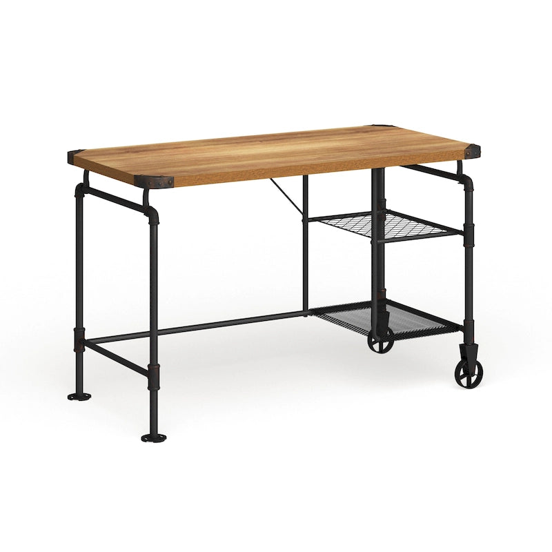 Bureau d'ordinateur industriel en métal noir de 47 pouces