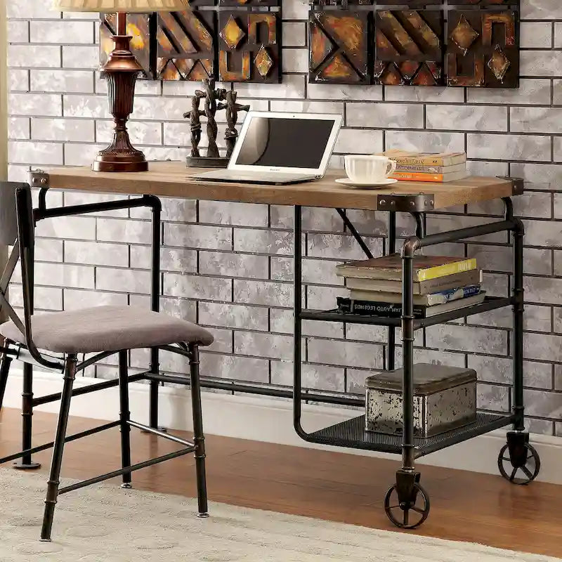 Wini Industrial Black 47-inch Metal Computer Desk by Furniture of America