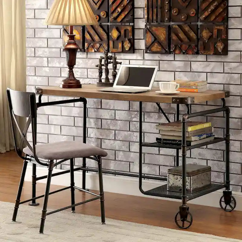 Bureau d'ordinateur industriel en métal noir de 47 pouces
