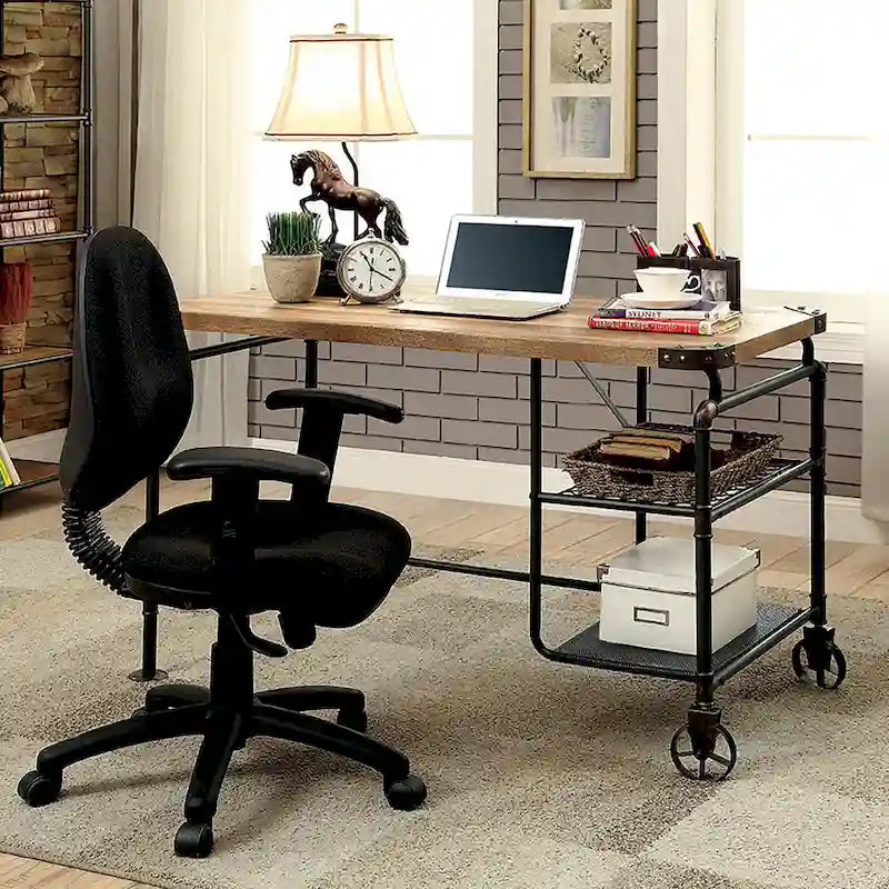 Bureau d'ordinateur industriel en métal noir de 47 pouces