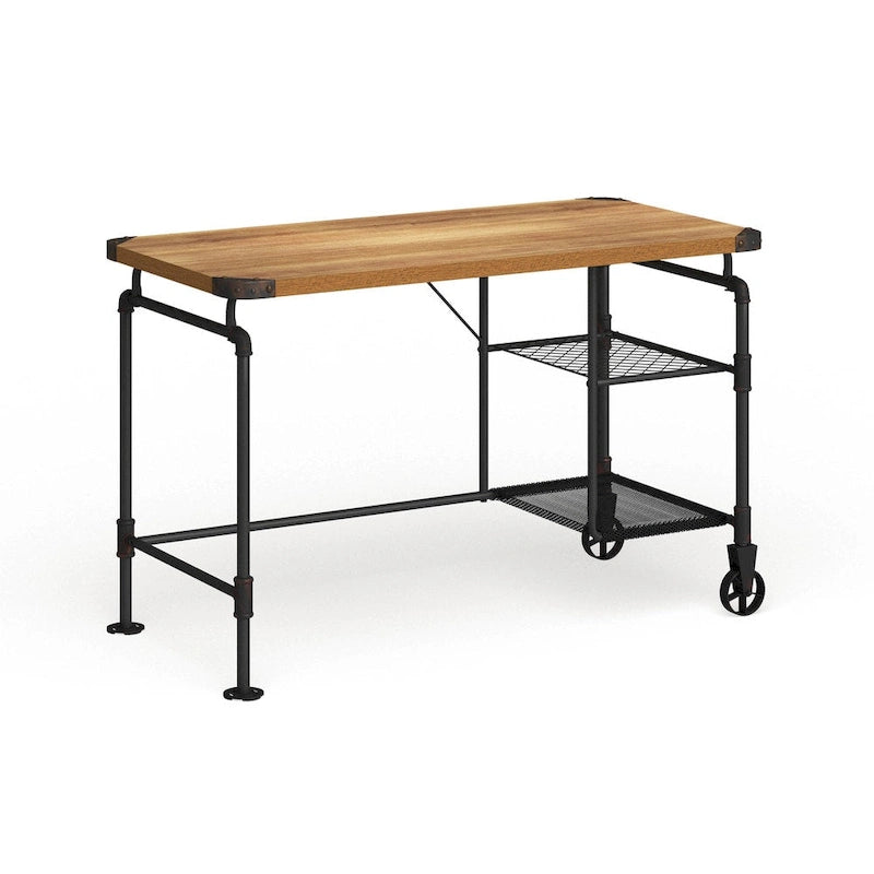 Bureau d'ordinateur industriel en métal noir de 47 pouces