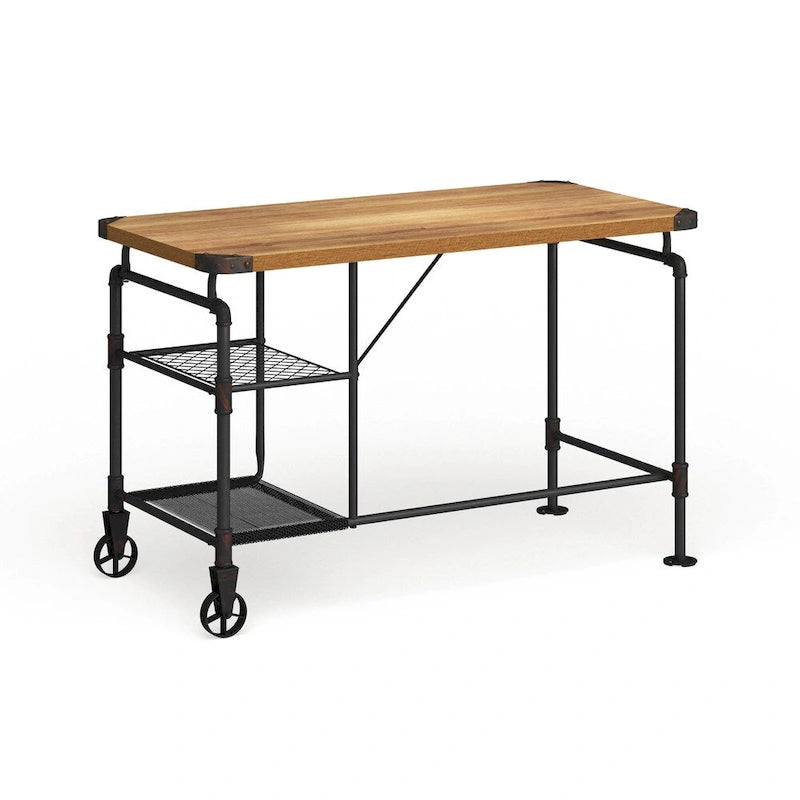 Bureau d'ordinateur industriel en métal noir de 47 pouces