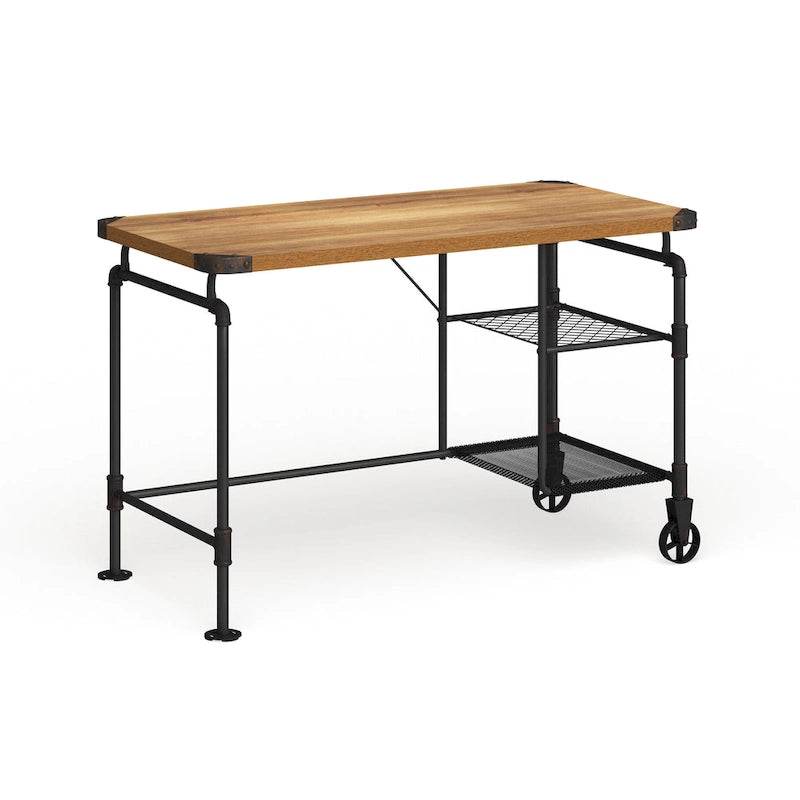 Bureau d'ordinateur industriel en métal noir de 47 pouces