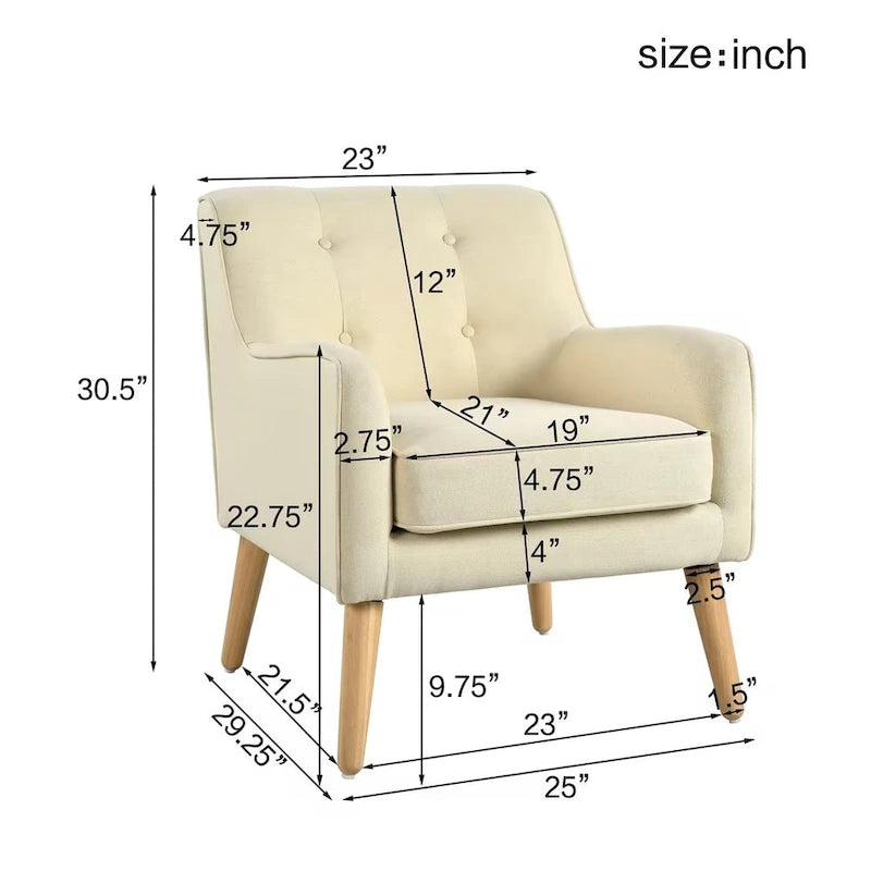 Fauteuil capitonné de style moderniste du milieu du siècle par