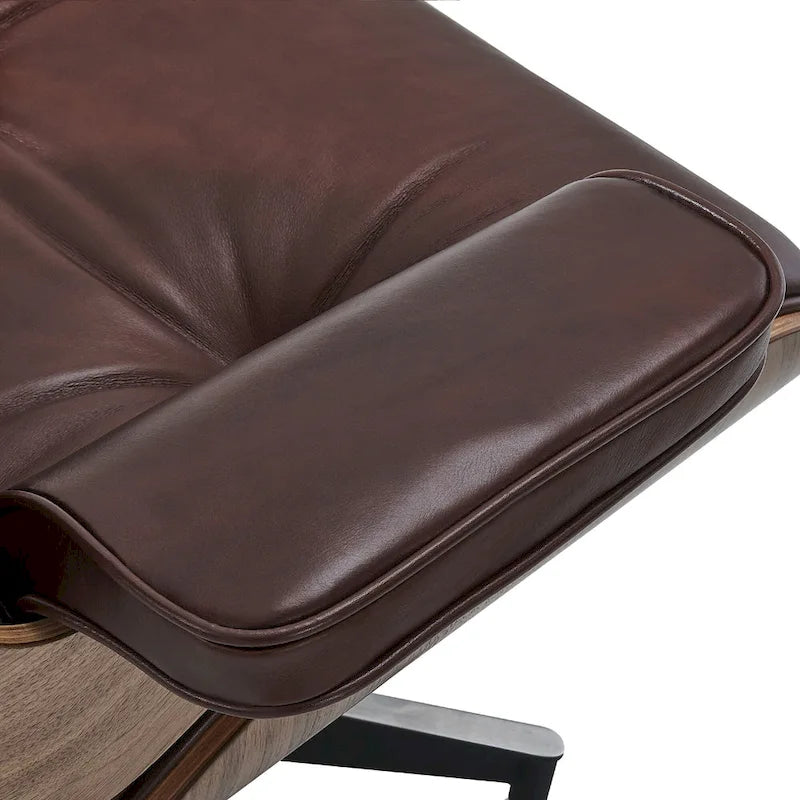 Fauteuil de salon pivotant à dossier haut de style Mid-Century avec ottoman pour le salon et la chambre