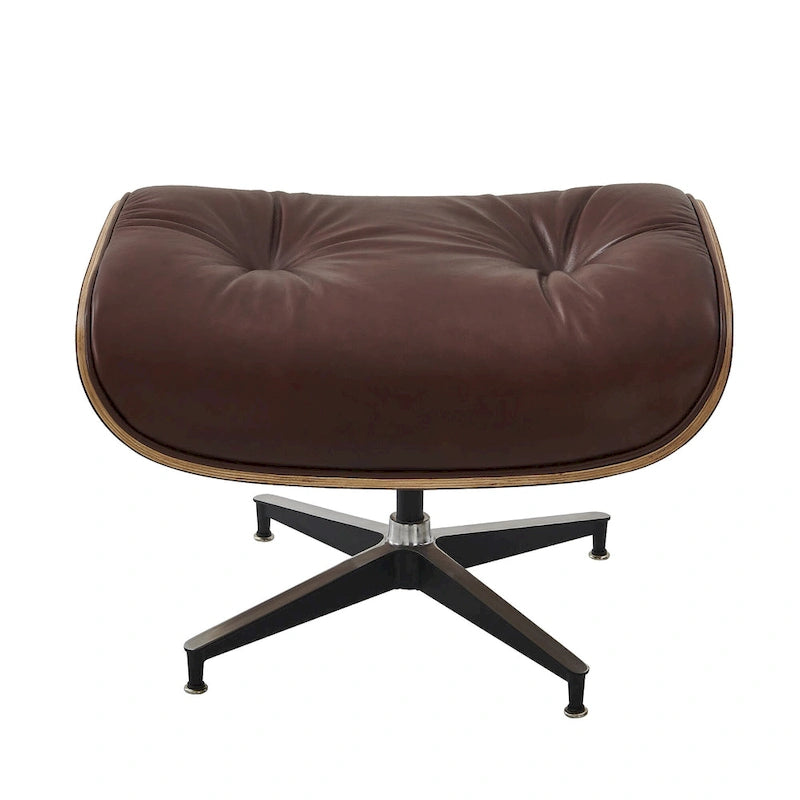 Fauteuil de salon pivotant à dossier haut de style Mid-Century avec ottoman pour le salon et la chambre