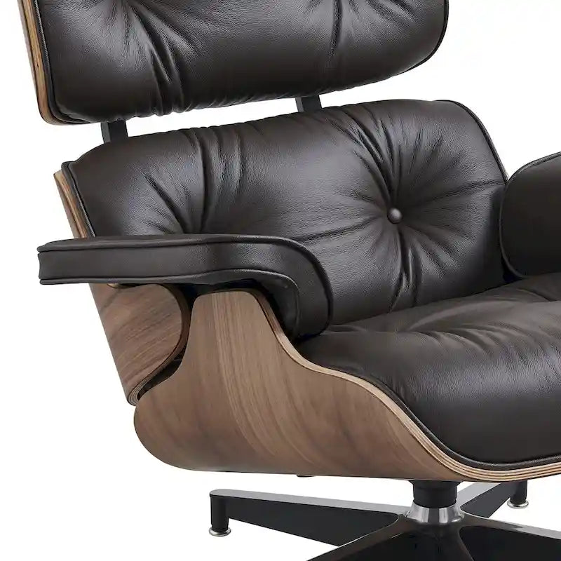 Fauteuil de salon pivotant à dossier haut de style Mid-Century avec ottoman pour le salon et la chambre
