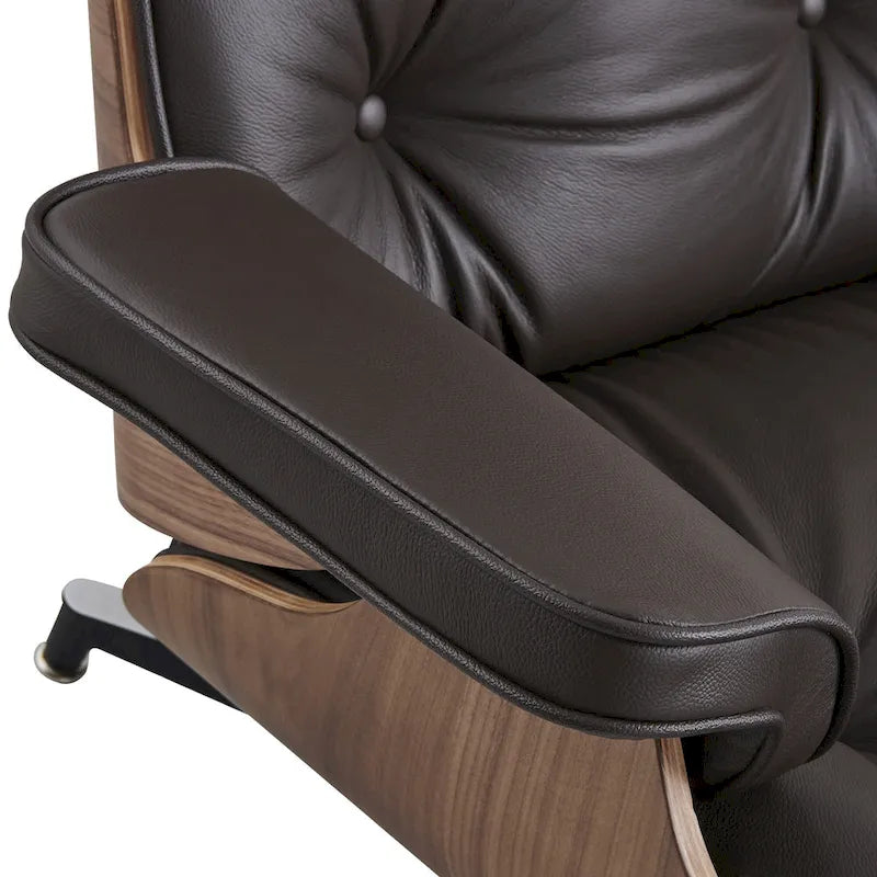 Fauteuil de salon pivotant à dossier haut de style Mid-Century avec ottoman pour le salon et la chambre