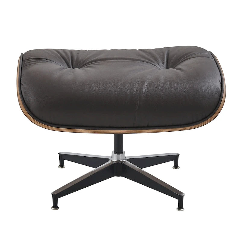Fauteuil de salon pivotant à dossier haut de style Mid-Century avec ottoman pour le salon et la chambre