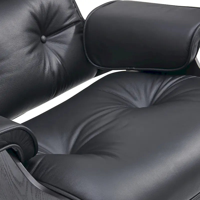 Fauteuil de salon pivotant à dossier haut de style Mid-Century avec ottoman pour le salon et la chambre