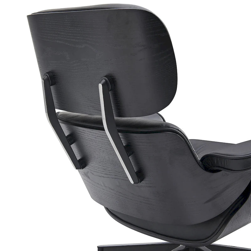 Fauteuil de salon pivotant à dossier haut de style Mid-Century avec ottoman pour le salon et la chambre