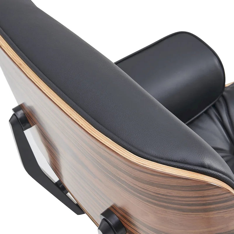 Fauteuil de salon pivotant à dossier haut de style Mid-Century avec ottoman pour le salon et la chambre