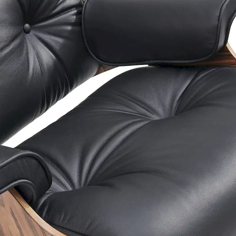 Fauteuil de salon pivotant à dossier haut de style Mid-Century avec ottoman pour le salon et la chambre