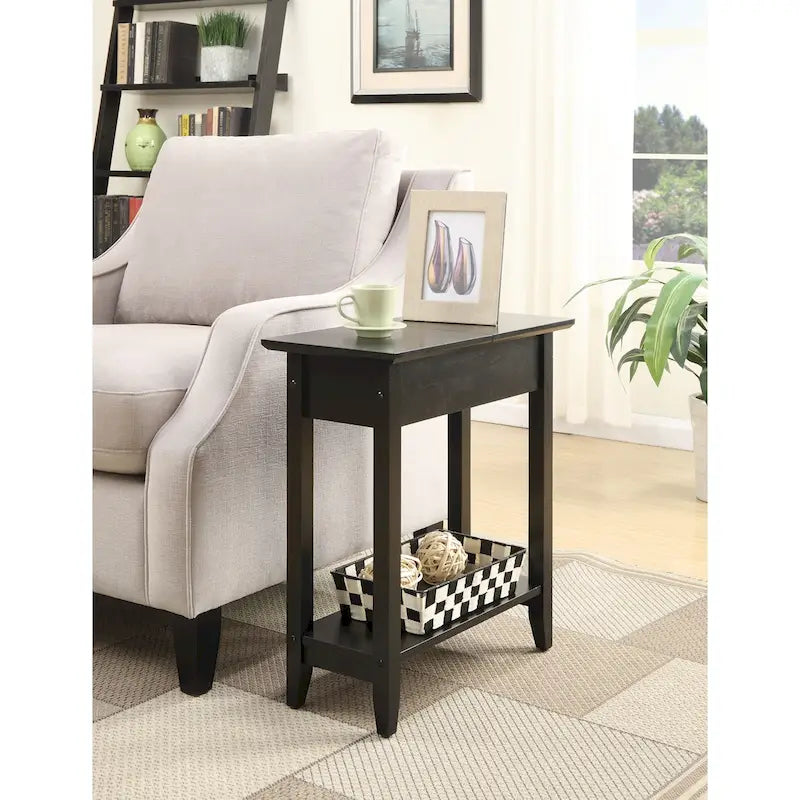 Table d'appoint à plateau relevable avec étagère