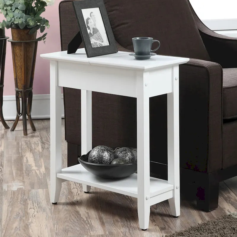 Table d'appoint à plateau relevable avec étagère